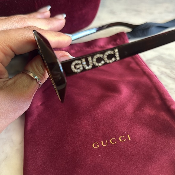 Gucci Tortoise Shell Swarovski Diamond Studded Sunglasses - Picture 4 of 9
